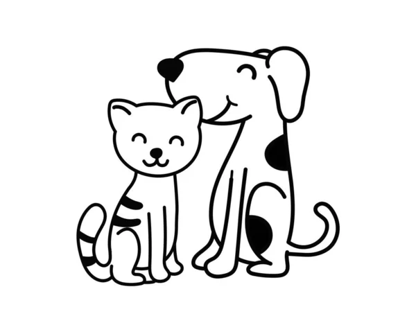 Chat Chien Adorables Animaux — Image vectorielle