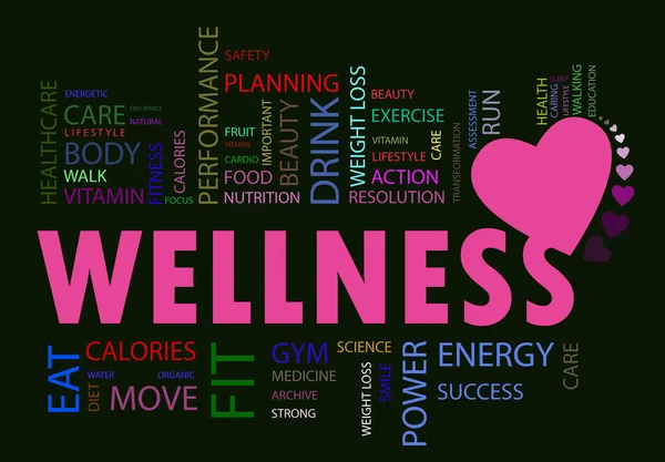 WELLNESS - Kalp Şekli Vektör İllüstrasyonu 