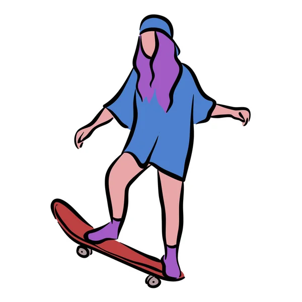 滑板女滑板艺术 — 图库矢量图片