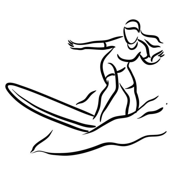 Surfen Zeichenkunst — Stockvektor