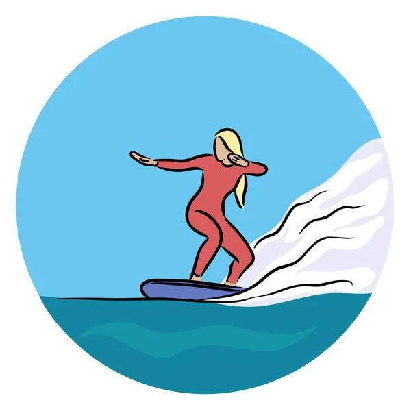 Surfmädchen Illustration Vektor Isoliert — Stockvektor