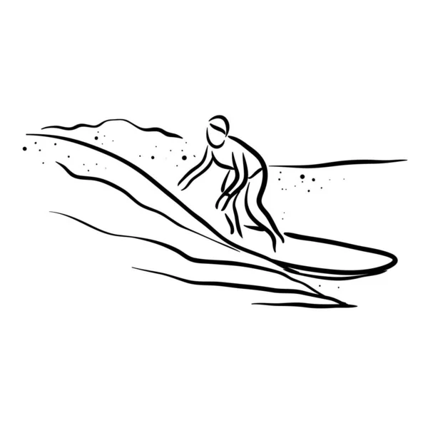Adventure Surfing Line Art Vector Isolated — Stock Vector
