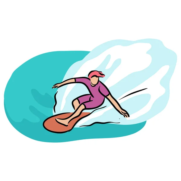 Hombre Joven Surf Vector Aislado — Vector de stock