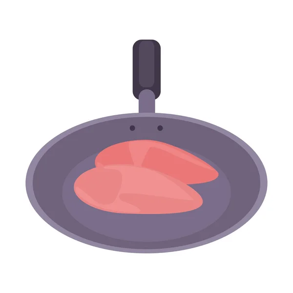 油锅中的鸡胸肉 — 图库矢量图片