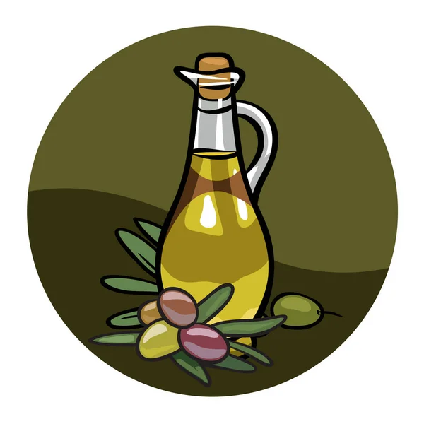 Olivenöl Und Flaschensymbol — Stockvektor