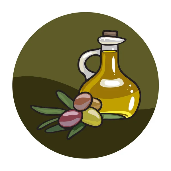 Mignon Bouteille Huile Olive — Image vectorielle