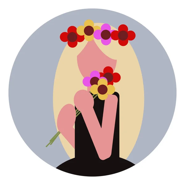 Girl Flowers Icon Vector Illustration — Stock Vector