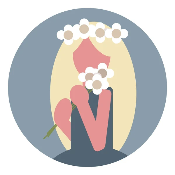 Girl White Flowers Icon Vector Illustration — Stock Vector