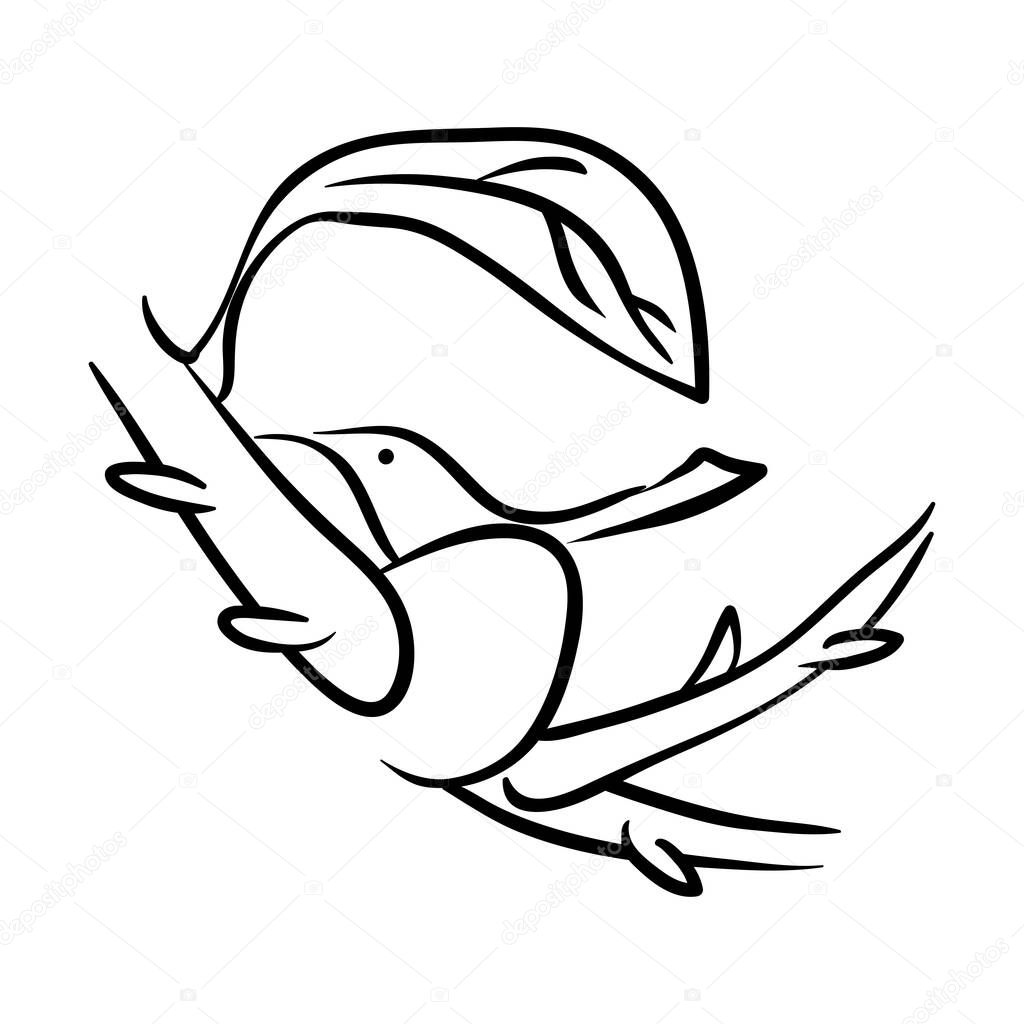Bird in nest Line art vector illustration isolated