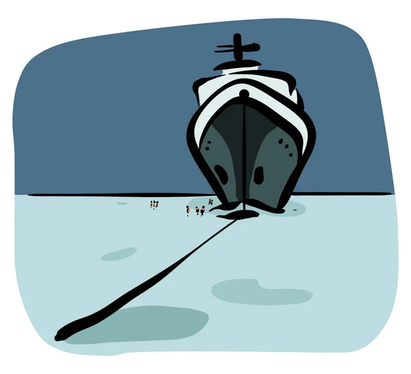 Ship Line Art Illustration Vector Isolated — Stock Vector