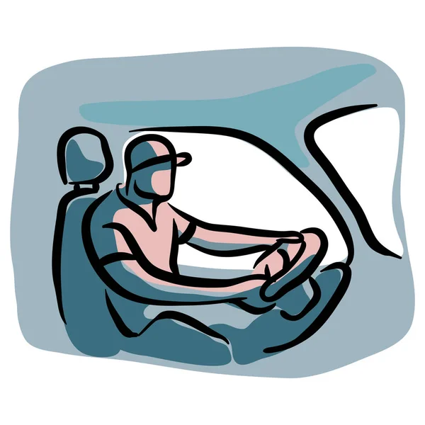 Człowiek Jazdy Samochód Ilustracja — Wektor stockowy