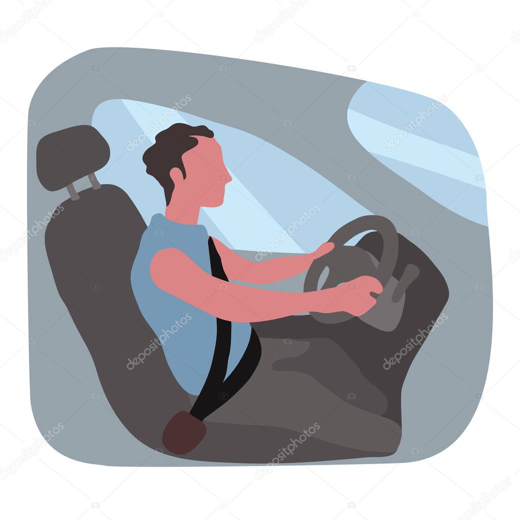 driving man illustration vector isolated