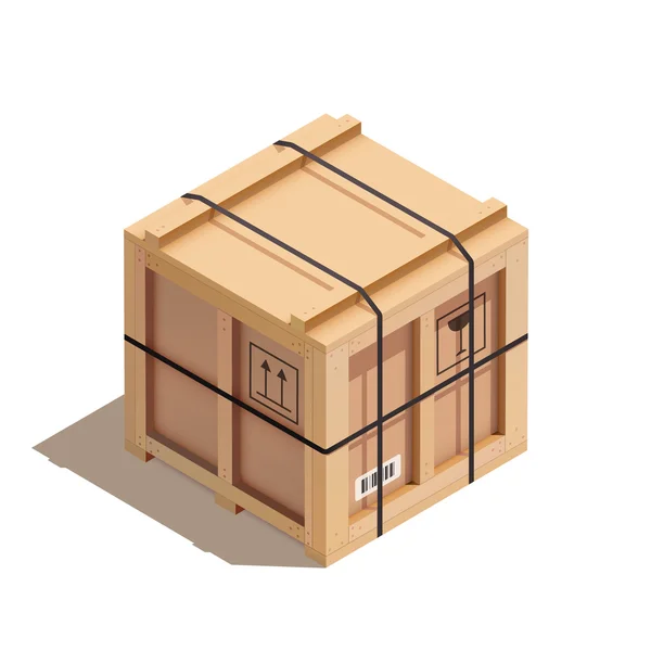 Ізометричного дерев'яних ящиків з тінями, Векторні ілюстрації Eps10 Векторна Графіка