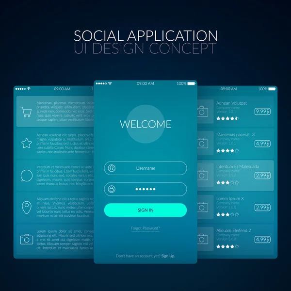 Концепція дизайну інтерфейсу соціальних додатків, Вектор EPS10 Ілюстрація Стокова Ілюстрація