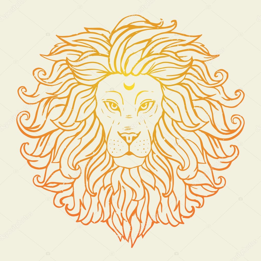 Greeting Beautiful card with loin safari. Frame of animal made in vector. Tiger Illustration for design, pattern, textiles. Hand drawn map with lion. Use for childrens clothes, pajamas, web sites