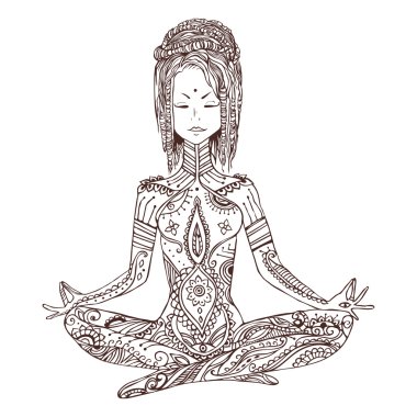 Vektör yoga ile güzel kart süsleme