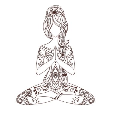 Vektör yoga ile güzel kart süsleme