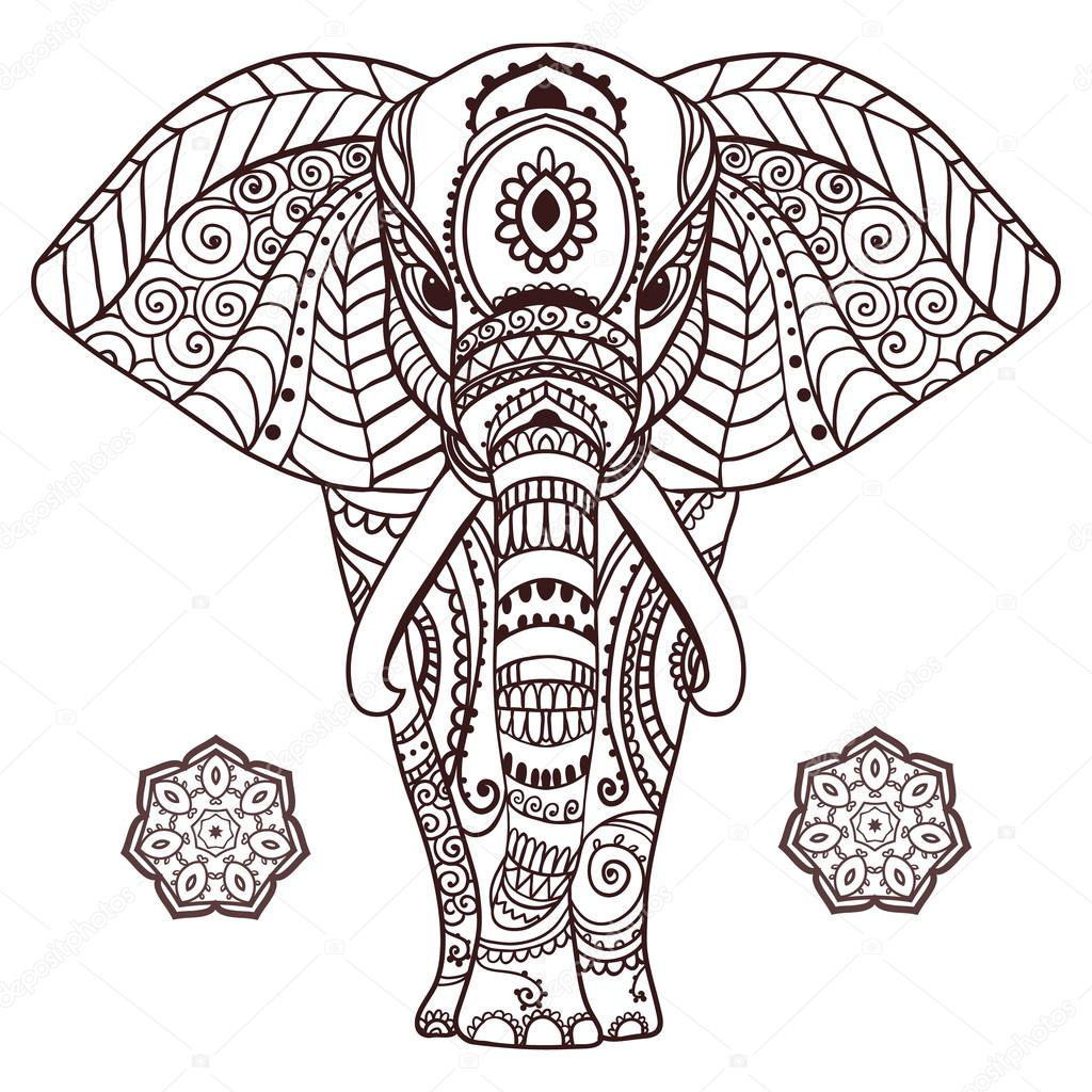 Elephant tattoos, Elephant design drawings, Mandala coloring books