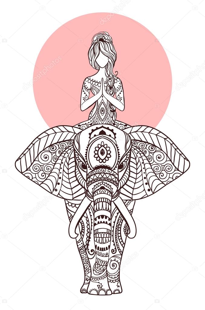 Hand drawn greeting card ornament illustration concept. Lace pattern design. Vector decorative banner of card or invitation design Vintage traditional, Islam, arabic, indian, ottoman motifs, elements.