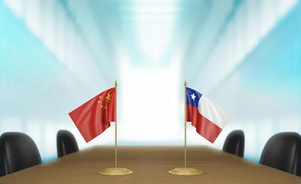 Relaciones China y Chile y negociaciones de acuerdo comercial 3D renderizado — Foto de Stock