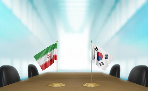 Vztahy mezi Íránem a Jižní Koreou a obchodní dohody rozhovory 3D vykreslování — Stock fotografie