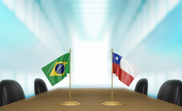 Brezilya ve Şili ilişkileri ve ticaret anlaşması görüşmeleri 3d render — Stok fotoğraf