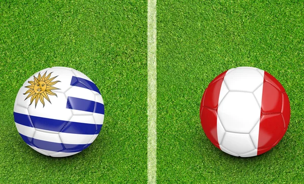 限定符初步之间的足球比赛国家工作队乌拉圭和秘鲁 — 图库照片