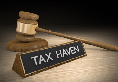 Illegal tax havens for hiding money and avoiding income taxes, 3D rendering clipart