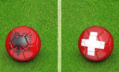 Arnavutluk rakip İsviçre 2016 futbol turnuvası için takım topu Fransa'da, 3d render maç