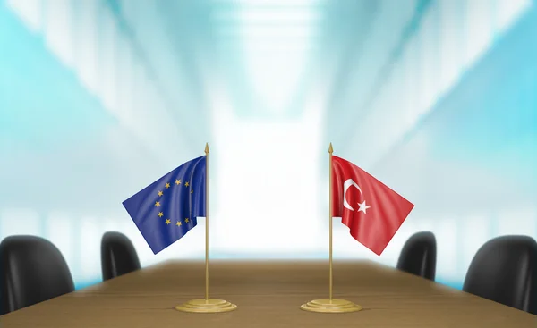 Europäische Union und Türkei Beziehungen und Handelsabkommen Gespräche, 3D-Darstellung — Stockfoto