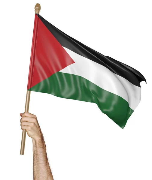 3 d レンダリング、パレスチナの国旗を誇らしげに手を振っている手 — ストック写真