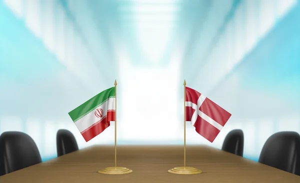 Iran en Denemarken betrekkingen en de handel gaan gesprekken, 3D-rendering — Stockfoto