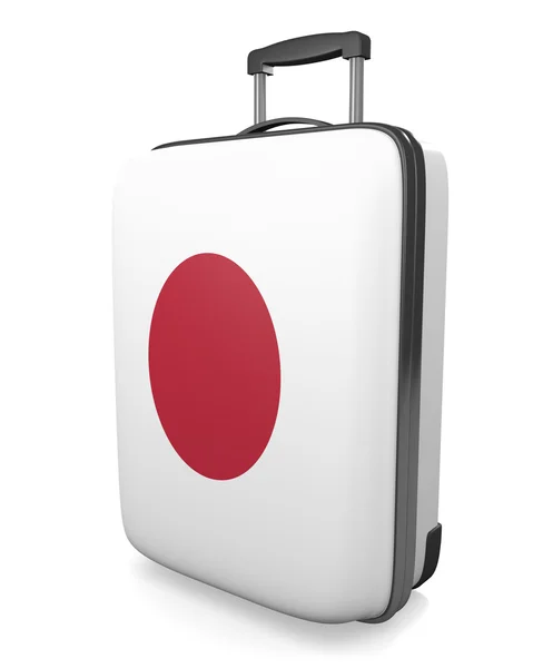Giappone concetto di destinazione di vacanza di una bandiera dipinta valigia da viaggio, rendering 3D — Foto Stock