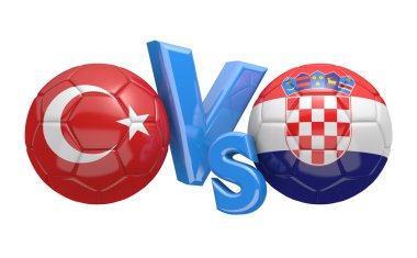 Futbol rekabet ulusal takımları arasında Türkiye ve Hırvatistan, 3d render