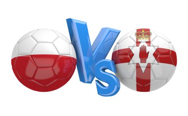 Milli takımlar Polonya ve Kuzey İrlanda arasında futbol müsabaka, 3d render