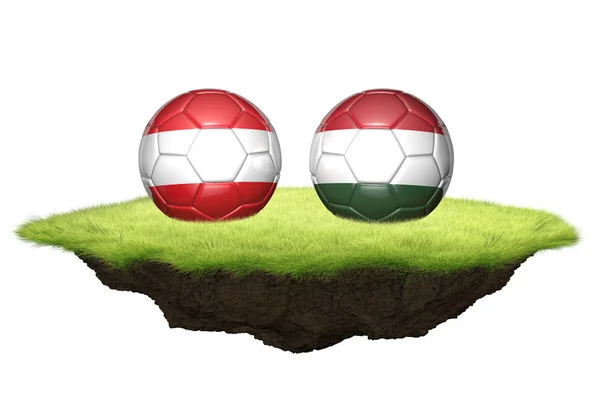 Austria and Hungary team balls for football championship tournament, 3D rendering — Stock Photo, Image
