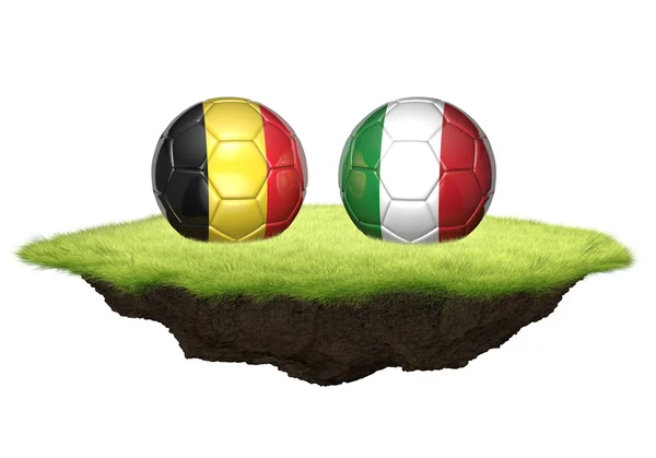 Balles d'équipe Belgique et Italie pour tournoi de championnat de football, rendu 3D — Photo