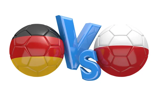Competición de fútbol entre equipos nacionales Alemania y Polonia, representación 3D —  Fotos de Stock