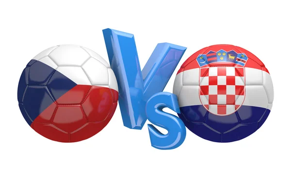 Competición de fútbol entre equipos nacionales República Checa y Croacia, representación 3D — Foto de Stock