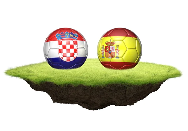 クロアチア、スペイン チーム サッカー選手権大会、3 d レンダリングのためのボール — ストック写真