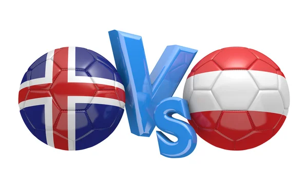 Competición de fútbol entre las selecciones nacionales de Islandia y Austria, representación 3D — Foto de Stock