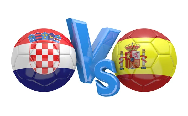 Competición de fútbol entre equipos nacionales Croacia vs España, representación 3D — Foto de Stock