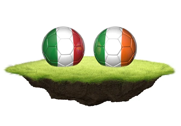 Ιταλία vs Ιρλανδία μπάλες ομάδα για το πρωτάθλημα τουρνουά ποδοσφαίρου, 3d rendering — Φωτογραφία Αρχείου