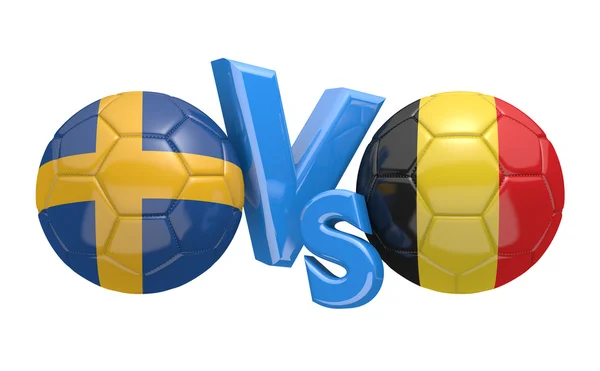Football competition between national teams Sweden vs Belgium, 3D rendering — Stock Photo, Image