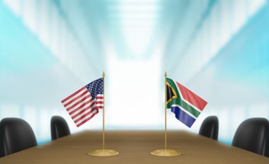 Amerika Birleşik Devletleri ve Güney Afrika ilişkileri ve ticaret görüşmeleri, 3d render başa çıkmak
