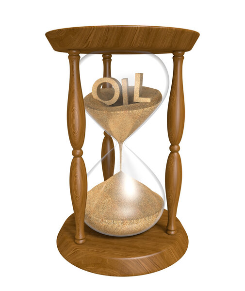 Energy industry concept of decreasing oil reserves and a falling market, 3D rendering
