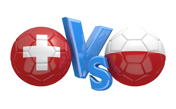 Concurs de fotbal între echipe naționale Elveția vs Polonia, redare 3D — Fotografie, imagine de stoc