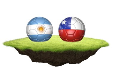 Takım Arjantin vs Şili Futbol Şampiyonası Turnuvası, 3d render için Top