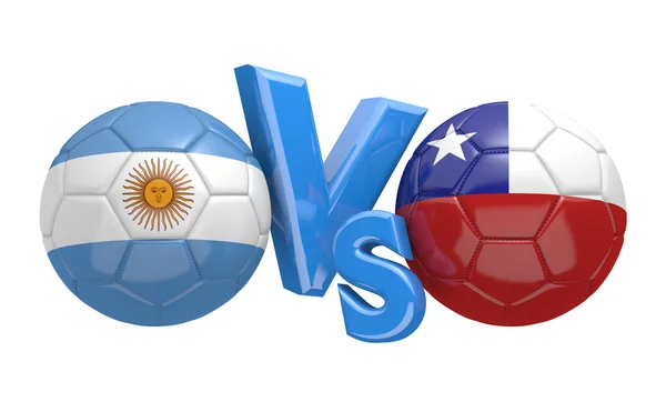 全国代表チーム間アルゼンチンそしてチリ、3 d レンダリングのサッカー大会 — ストック写真