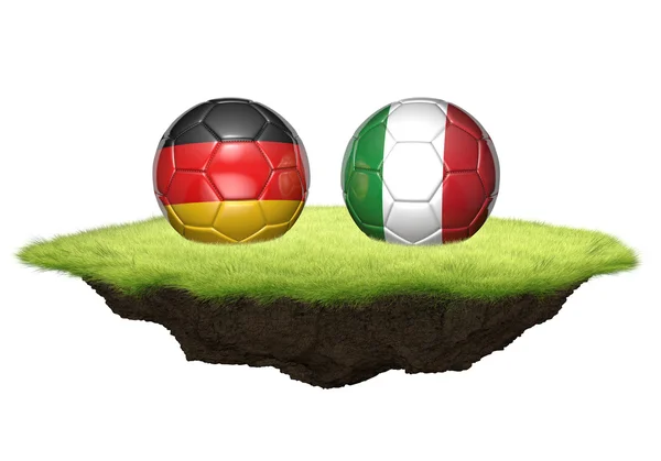 Allemagne vs Italie balles par équipe pour le tournoi de championnat de football, rendu 3D — Photo